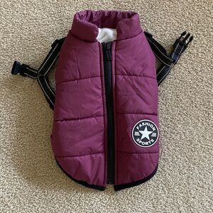 Burgundy Puffer Dog Vest Harness